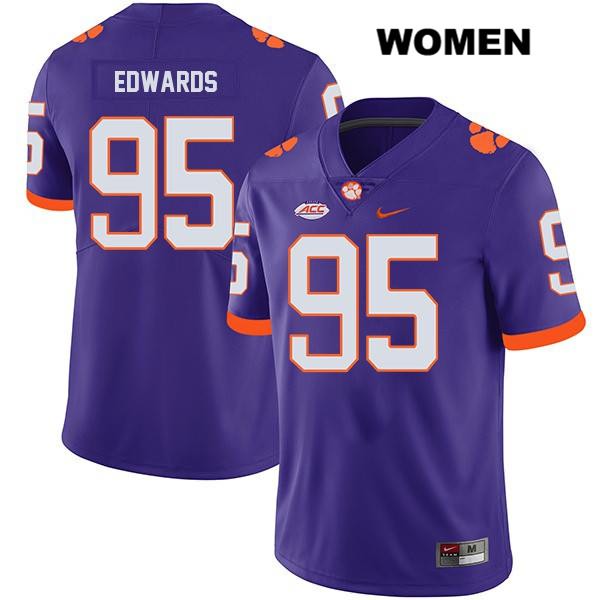 Women's Clemson Tigers #95 James Edwards Stitched Purple Legend Authentic Nike NCAA College Football Jersey PNY3046NA